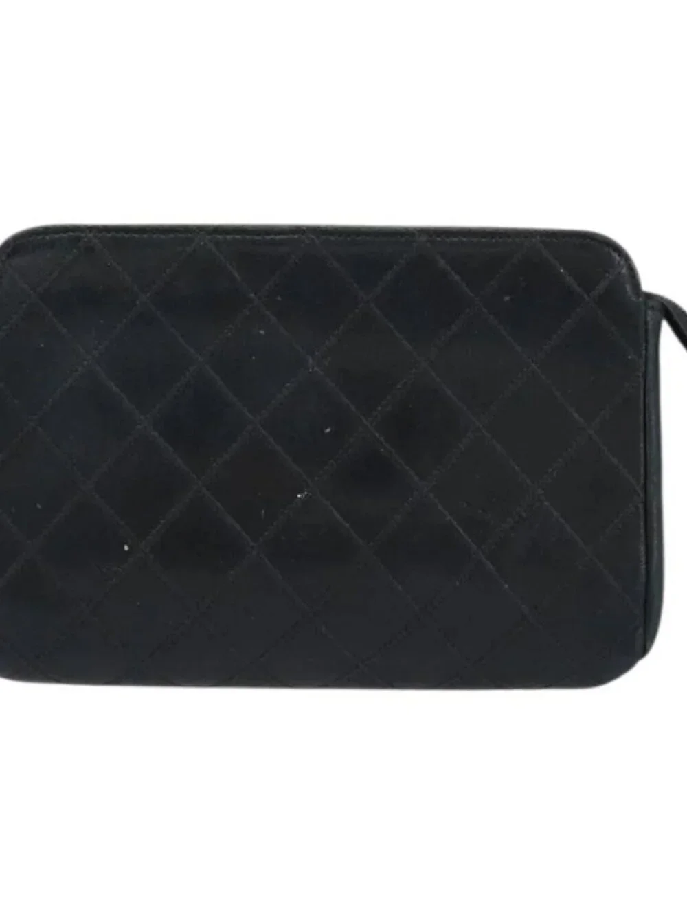 CHANEL Pouch Lamb Skin Black CC Auth 47074